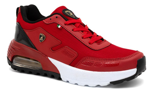 Tenis Lamborghini Original Caballero Mod 8076 Rojo-oro