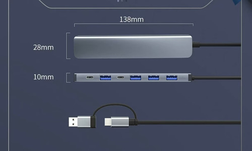 Hub Usb Multifuncional 2 En 1 Con Base De Expansión De 7 Pue