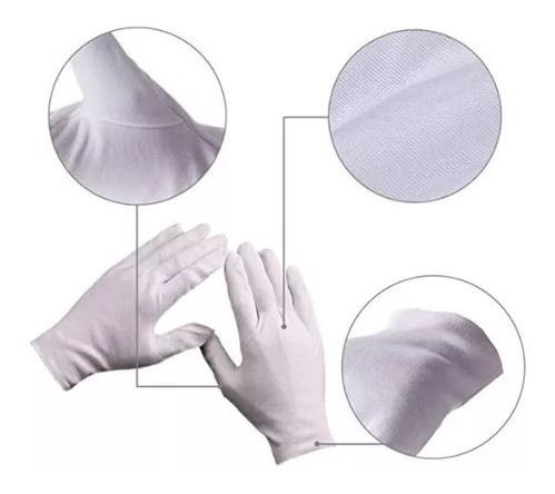 24 Piezas Guantes Dermatológicos Algodón 12 Pares