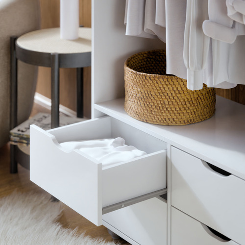 Guarda Roupa Closet De Solteiro Com 4 Gavetas E Nichos Roupeiro Com Cabideiro Para Quarto Cor Branco
