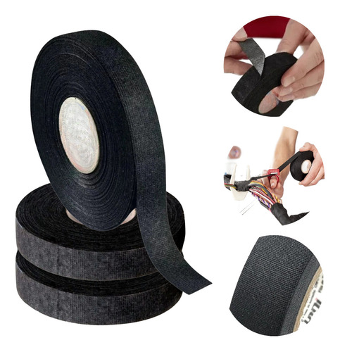 Fita Isolante Lonada Antichama 19mm X 15m Chicote Fios Cabos Cor Preto Liso