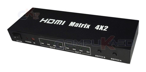 Splitter Switch Matrix Hdmi 4x2 Full Hd 3d C/ Control Remoto