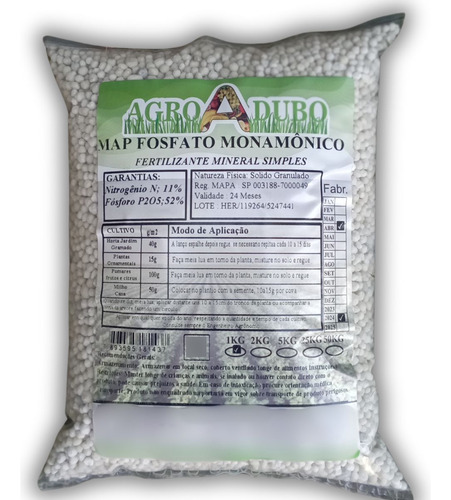 Fertilizante 1kg Map Granulado Adubo Fosfato Monoamónico