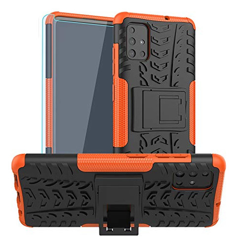 Funda Para Galaxy A51 Naranja Uso Rudo