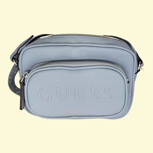 Crossboddy Guess Para Dama Light Blue 18x13x5 Azul Claro Liso Níquel Azul Claro