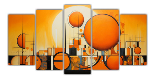 250x125cm Cuadros Abstractos En Tonos Naranjas Bastidor Made