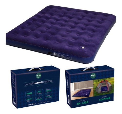 Colchão Inflável Camping King Size C/ Inflador Acampamento