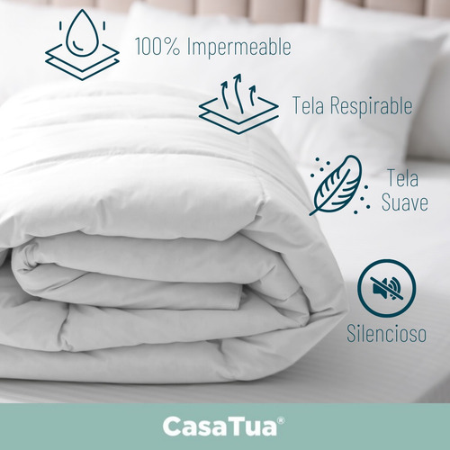 Imagen 2 de 6 de Cubre Colchón Protector Impermeable Cama 2 Plazas 200x160