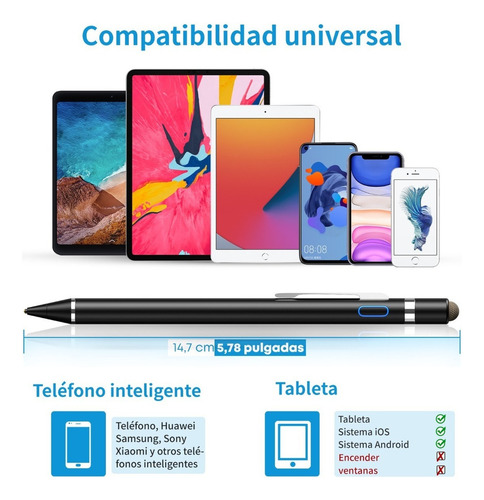 Pluma Lápiz Stylus Universal Para iPad/android/iPhone ,negro