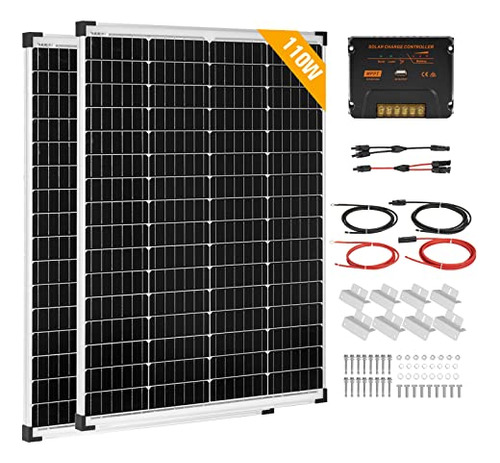 Mobi Outdoor Kit De Panel Solar De 220 W, 12 V/24 V Con 2 Pa