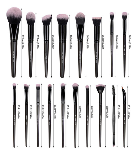 18 Set De Brochas Para Maquillaje Profesional +estuche +caja Color Negro