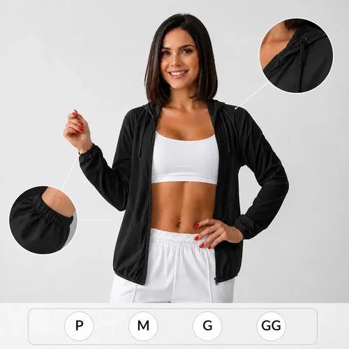 Jaqueta Corta Vento Feminino Capuz E Bolso Izing Leve