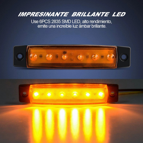 Imagen 6 de 10 de 10 Lateral Led Luces De Marcador Para Camión Remolque Ámbar