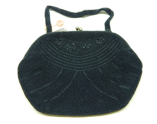 Cartera De Fiesta Bordada Con Mostacillas Y Canutillos Negro