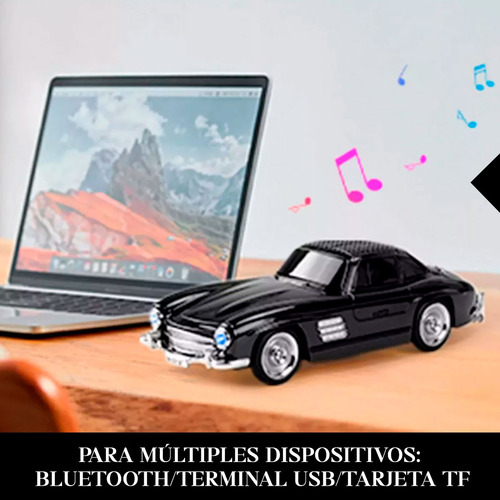 Parlante Bluetooth Portatil Retro Auto Usb Mp3 Radio Fm Negro