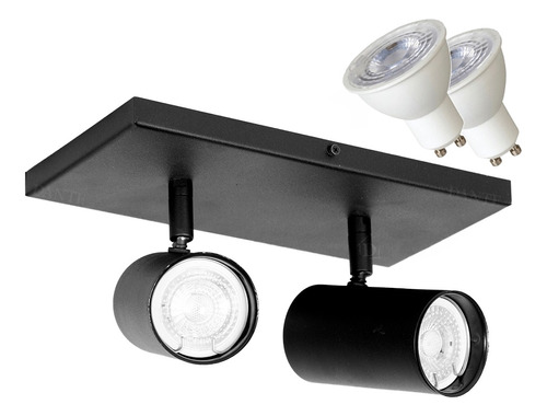 Aplique Spot Pared Techo 2 Luces Rectangular Minimal + Dicro