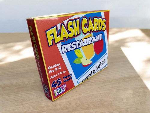Tarjetas De Aprendizaje De Vocabulario De Comida En Inglés 45 Pzas | Tamaño: 18x22 Cm | Tarjetas Educativas En Inglés Teach Play| Flash Cards Restaurant