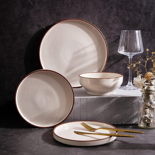 Set Platos 20.32 Cm 6 Pcs Cerámica Redonda Ensalada