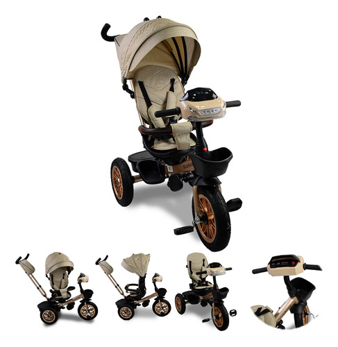 Triciclo De Lujo Musical Sk-5548 Giratorio 360° Star Kids Beige