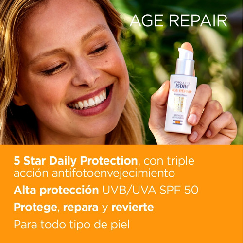 Imagen 7 de 9 de Isdin Age Repair Foto Ultra Spf50 Fusion Water 50ml