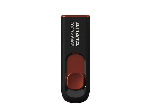 Imagen 6 de 6 de Adata Memorias Usb 64gb Retractil 2.0 C008 Negro Con Rojo /a