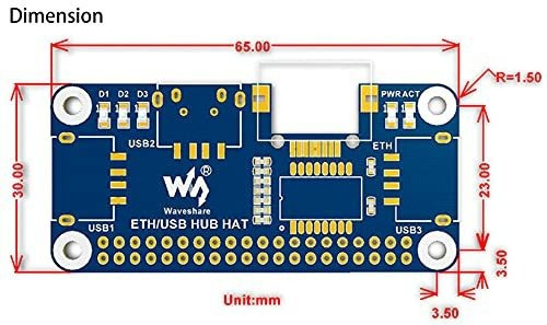 Placa De Expansión Ethernet/usb Hub Hat Para Raspberry Pi 4b