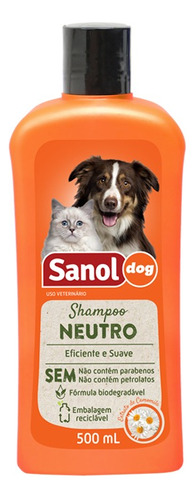 Shampoo Neutro Para Perros Y Gatos Sanol 500ml