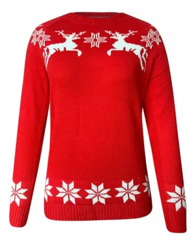 Suéter Con Cuello Puesto O Cómodo Estampado Navideño