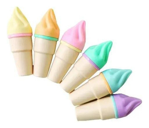 Texto de la marca Ice Cream Tones en tonos pastel con 6 unidades de helado