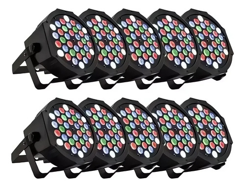 Kit 10 Canhão Refletor 36 Leds Par 64 Rgb Dmx Slim Strobo 110v/220v