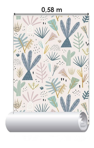 Imagem 3 de 5 de Papel De Parede Adesivo Infantil Cactos N017060 0,58x3m