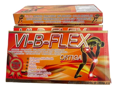 Vi-b-flex 6 Cajas 30 Tabs 500 Mg. Ortiga Cartilago Original