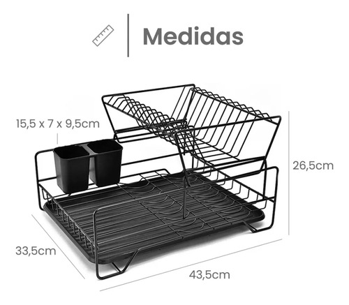 Escurridor Secaplatos Metal 2 Pisos Vajilla Escurridor Metalico Raitot