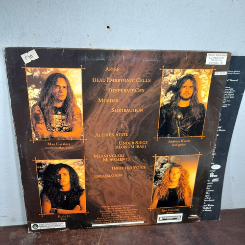 Imagem 2 de 8 de Vinil Lp Sepultura Arise Com Encarte Bom Estado