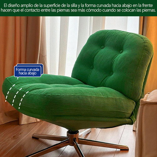 Silla Individual Elegante Con Rotación De 360 Grados Salas Verde