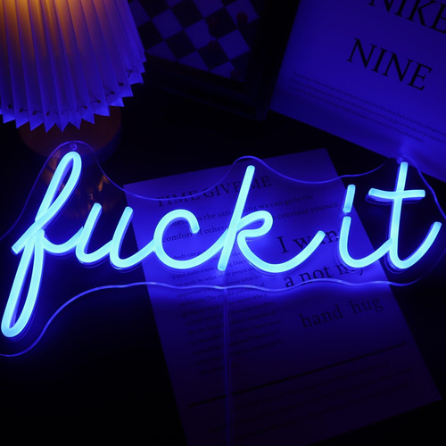 Fuck It - Letreros De Neon Azules Con Interruptor Usb, Luces