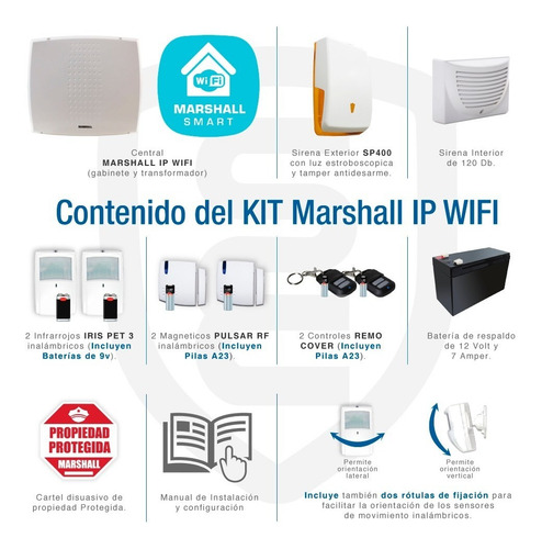 Kit Alarma Inalámbrica Marshall Ip Wifi Aplicación Celular Marshall Smart Marshall 3 Casa Hogar Comercio Domiciliaria