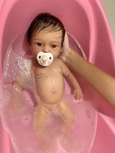 BANHO EM MINHA BEBÊ DE SILICONE SOLIDO COMPLETO - Reborn Baby