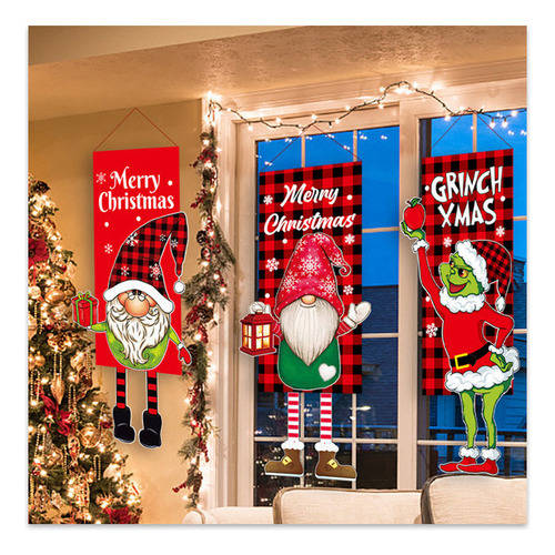 P Decoración Navideña Muñeco Colgante Grinch Bandera