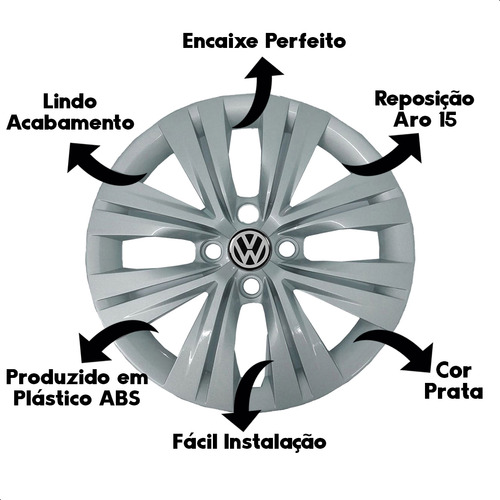 Jogo Calota Volkswagen Aro 15 Gol G3 G4 G5 G6 G7 4 Peças