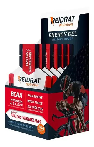 Energy Gel 30g (10 Un) - Gel Energético - Sabores - Reidrat Sabor Frutas Vermelhas