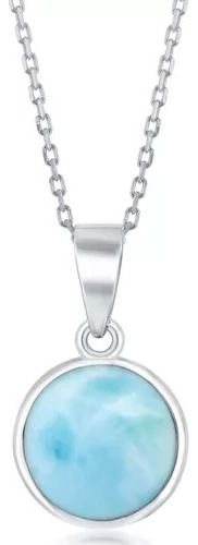 Collar De Larimar Natural De Plata De Ley Con Col CLG