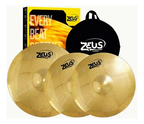Kit Pratos Bateria Zeus Beginner Set A Hihat 13' Cr 16'