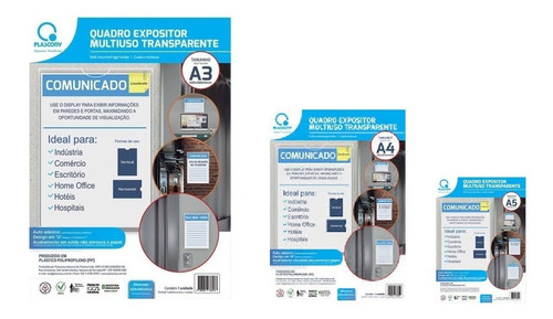 Kit C/3 Quadro De Avisos A3 A4 A5 Display Office Plascony