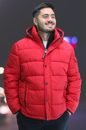 Chamarra Calvin Klein L Rojo Con Capucha Desmontable