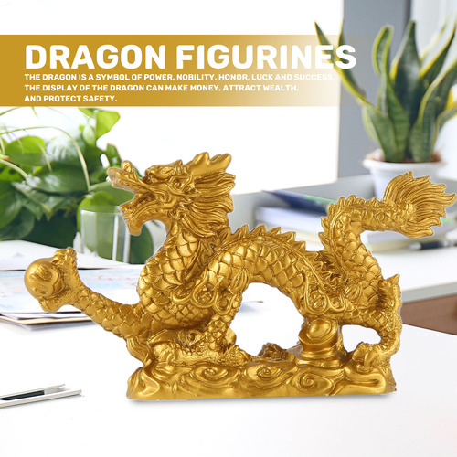 Estátua De Dragão Dourado Chinês Para Decoração De Animais H