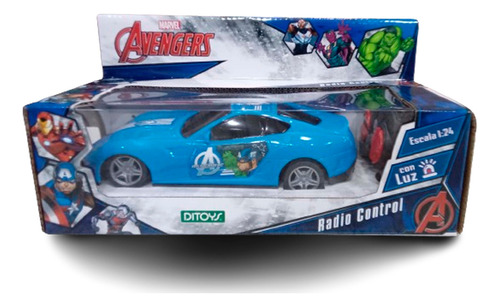 Avengers Auto Radio Control 1:24 4 Funciones Con Luz Ditoys Color Azul