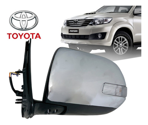 Retrovisor Electrico Cromado Izquierdo Con Luz Para Fortuner