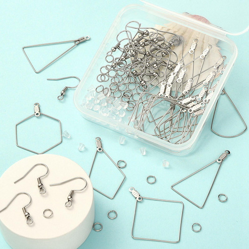 196x Kit Para Hacer Aretes Geometría Abalorios Aros Para