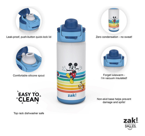 Botella Zak Designs Mickey Mouse 14 Oz Doble Pared